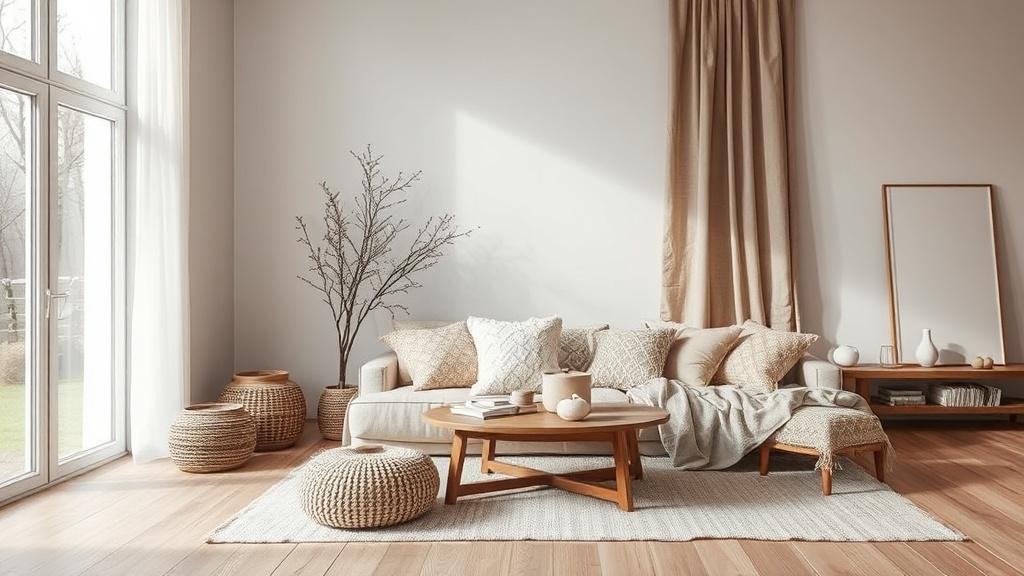 Minimalistisch wohnen ohne sterile Atmosphäre. Textilien und Layering: Wärme durch Schichten Minimalistisch wohnen ohne sterile Atmosphäre. Textilien und Layering: Wärme durch Schichten